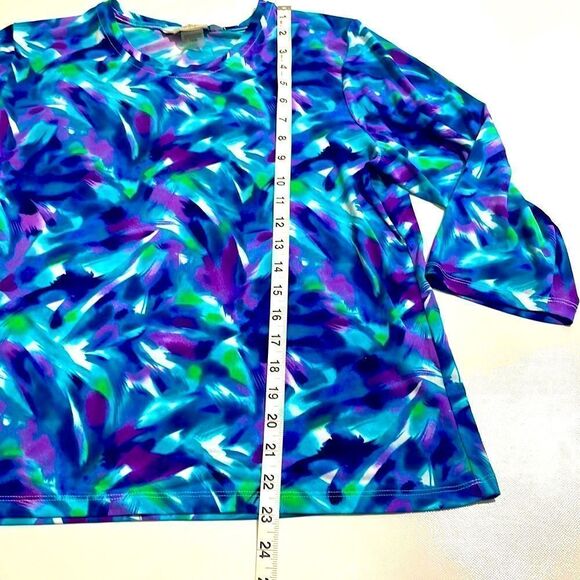 Allison Daley Petite Print 3/4 Sleeve Top - Picture 4 of 8